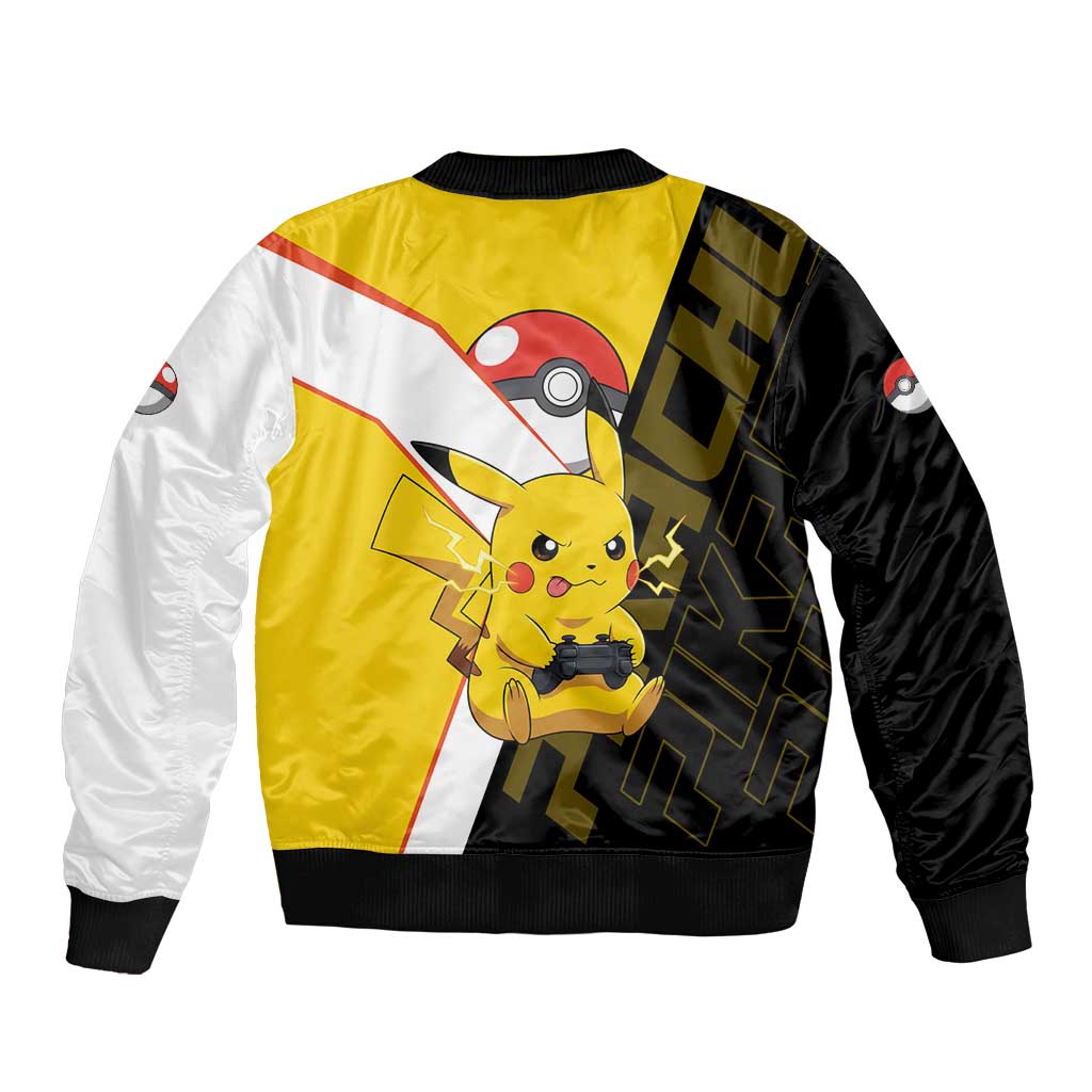 Pikachu Poké Sleeve Zip Bomber Jacket Vibrant Retro Anime Style