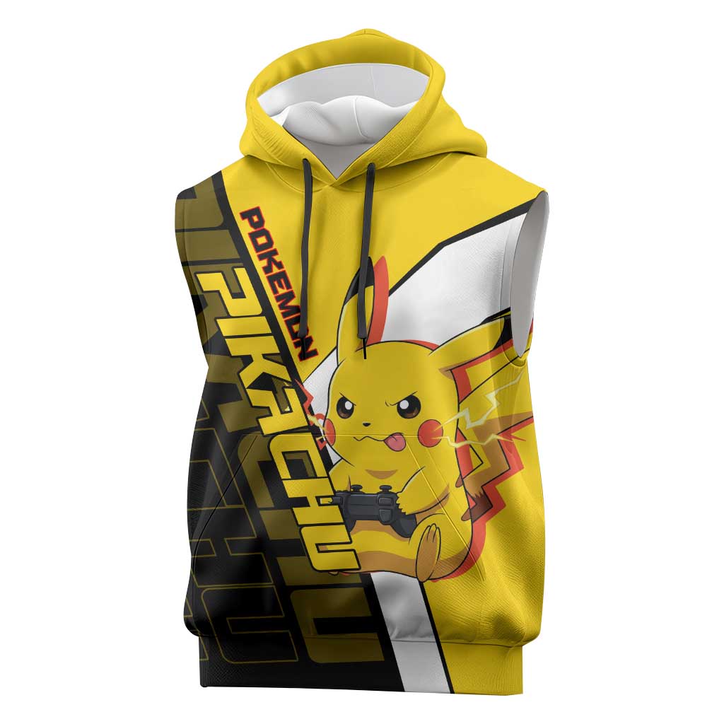 Pikachu Poké Sleeveless Hoodie Vibrant Retro Anime Style