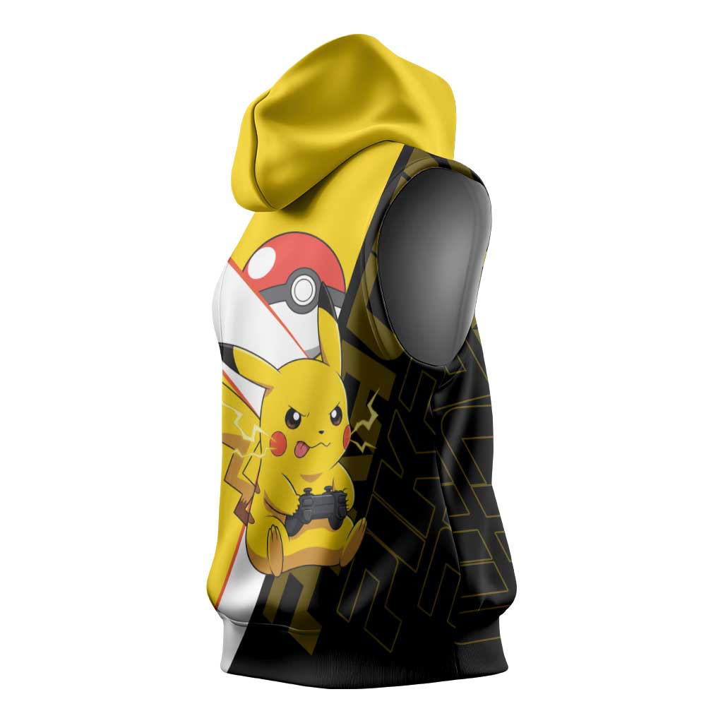 Pikachu Poké Sleeveless Hoodie Vibrant Retro Anime Style