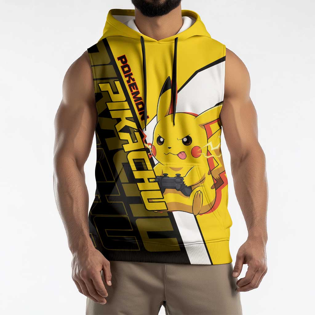 Pikachu Poké Sleeveless Hoodie Vibrant Retro Anime Style