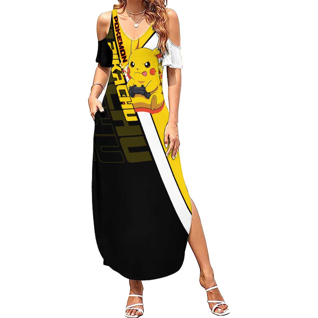 Pikachu Poké Summer Maxi Dress Vibrant Retro Anime Style
