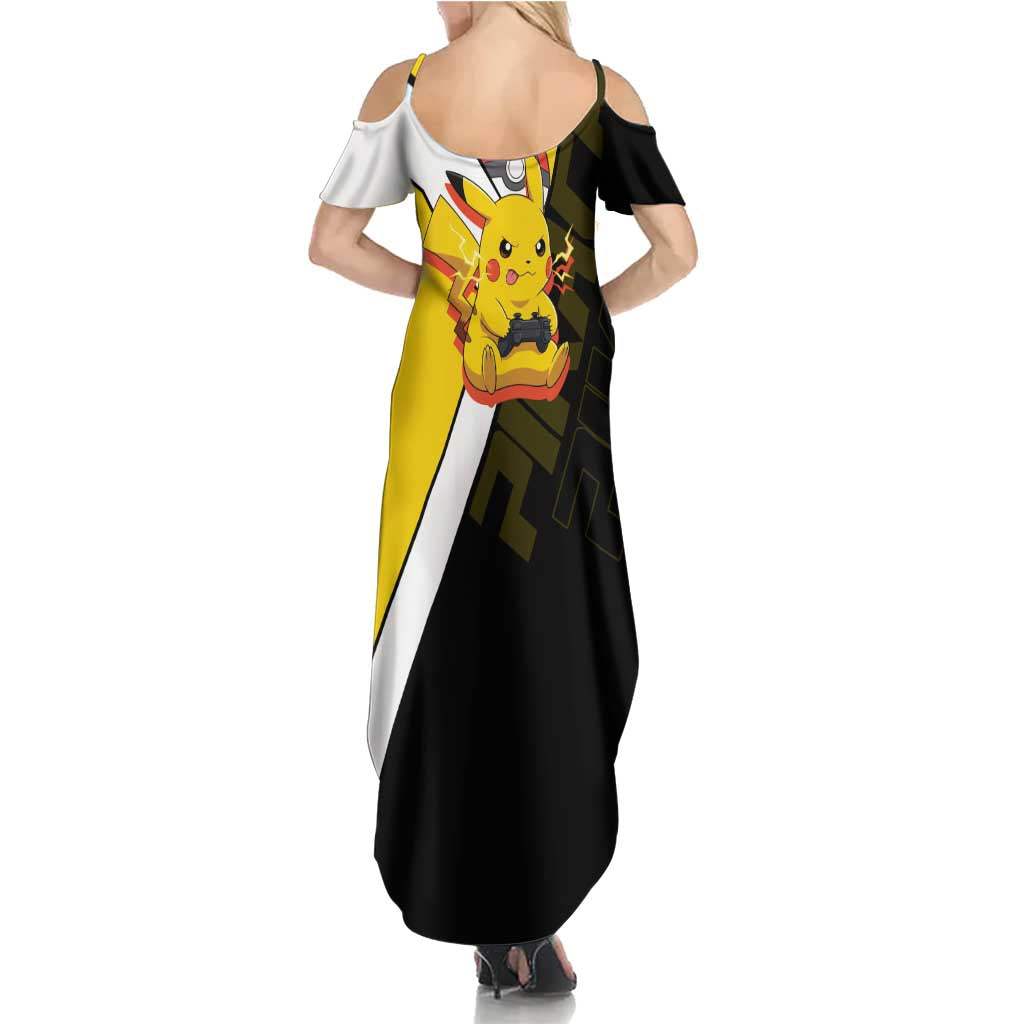 Pikachu Poké Summer Maxi Dress Vibrant Retro Anime Style
