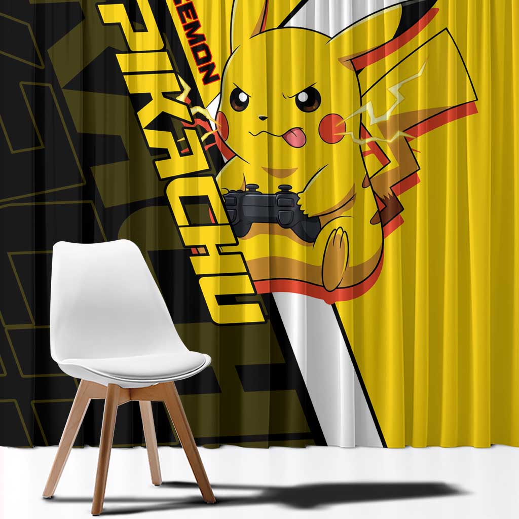Pikachu Poké Window Curtain Vibrant Retro Anime Style