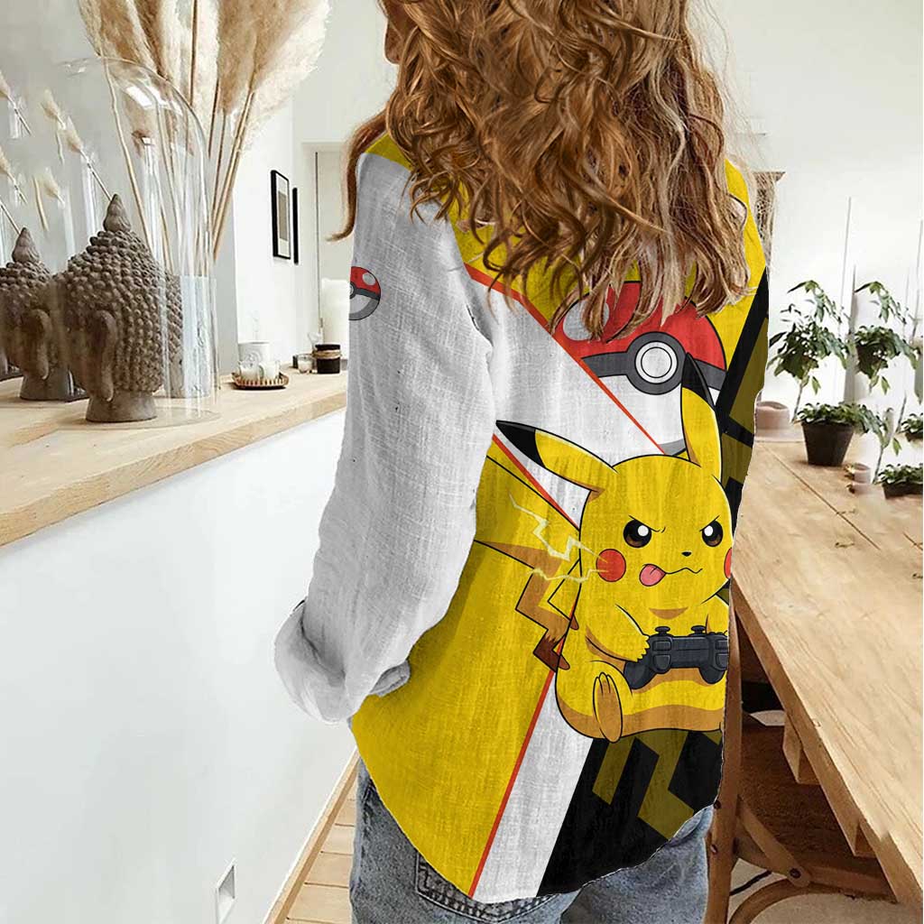 Pikachu Poké Women Casual Shirt Vibrant Retro Anime Style