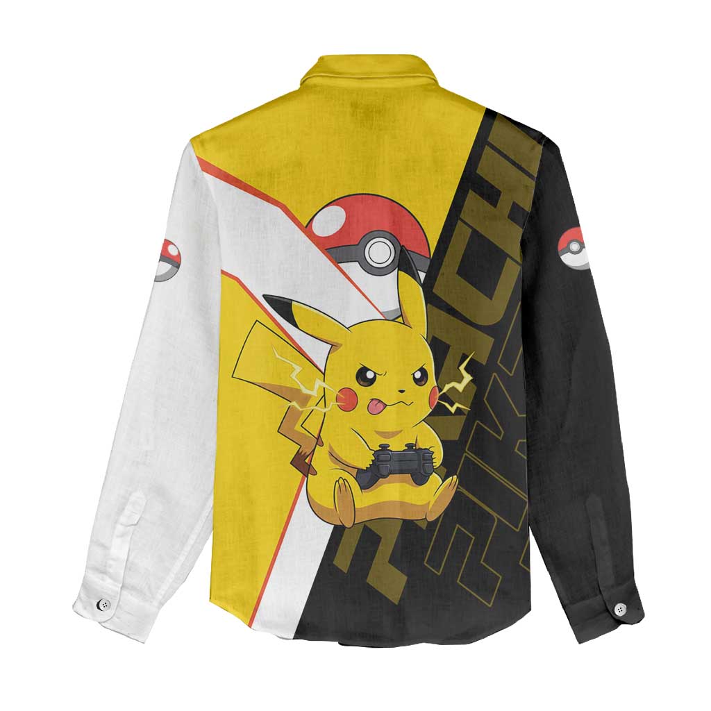 Pikachu Poké Women Casual Shirt Vibrant Retro Anime Style