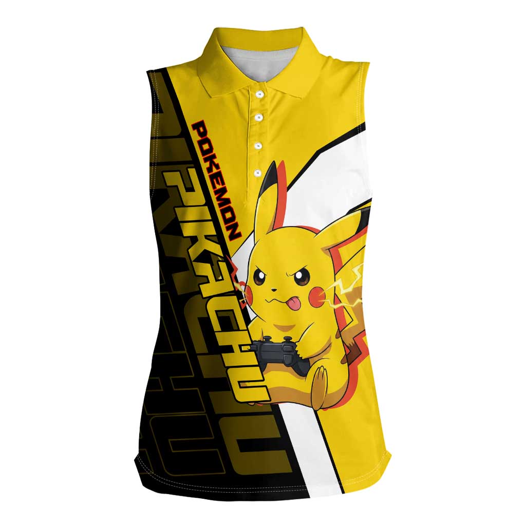 Pikachu Poké Women Sleeveless Polo Shirt Vibrant Retro Anime Style