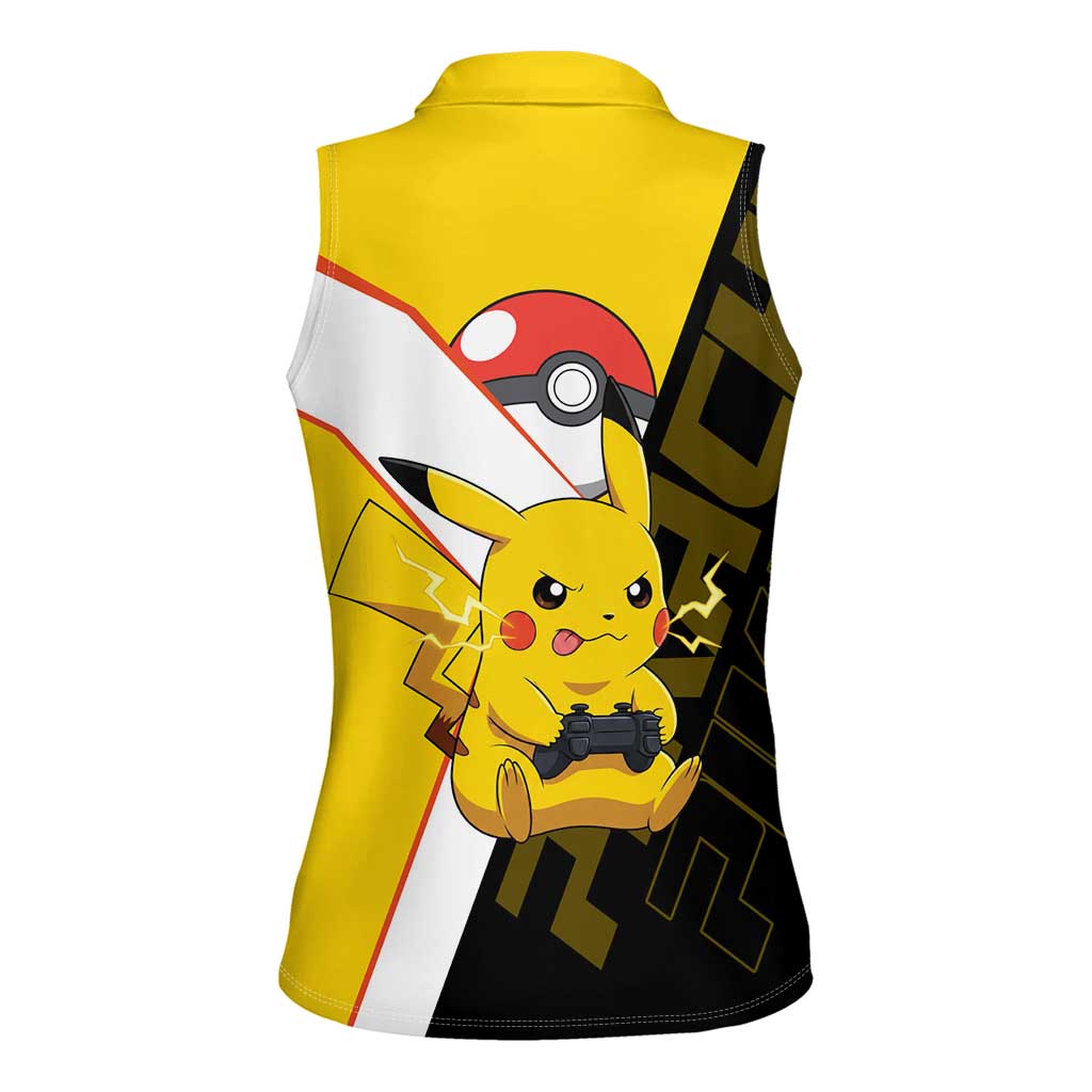 Pikachu Poké Women Sleeveless Polo Shirt Vibrant Retro Anime Style