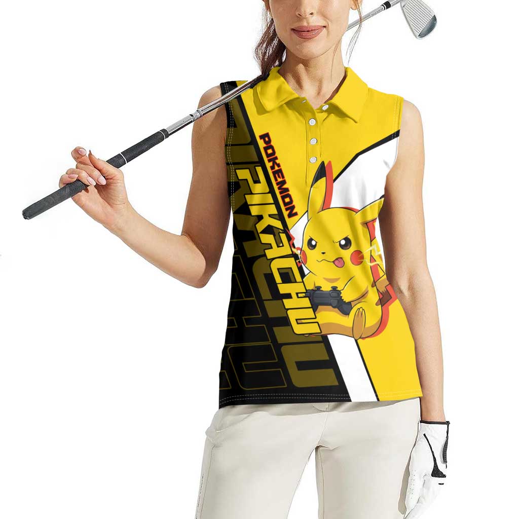 Pikachu Poké Women Sleeveless Polo Shirt Vibrant Retro Anime Style