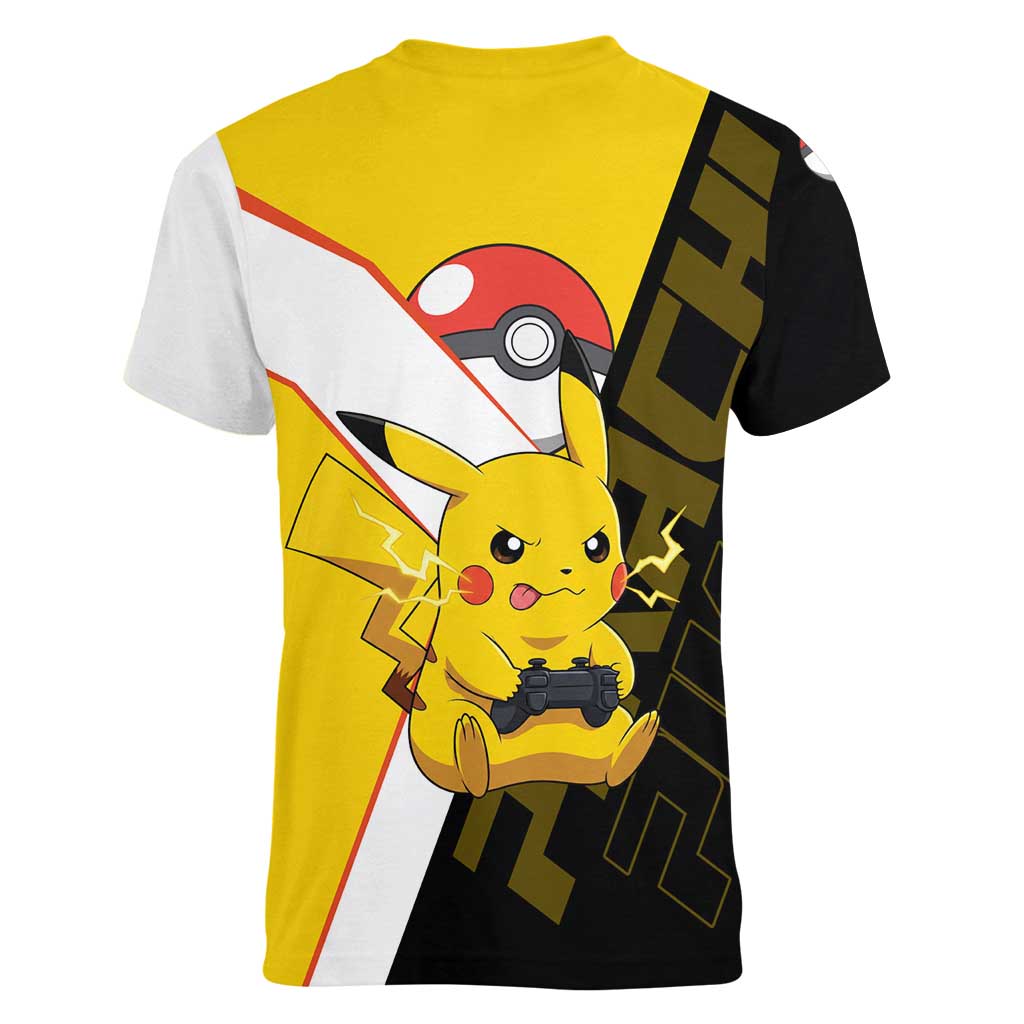 Pikachu Poké Women V-Neck T-Shirt Vibrant Retro Anime Style