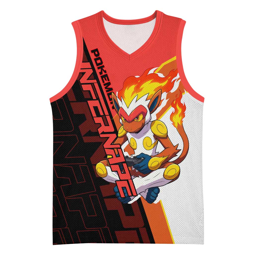 Infernape Poké Basketball Jersey Bold Retro Anime Style