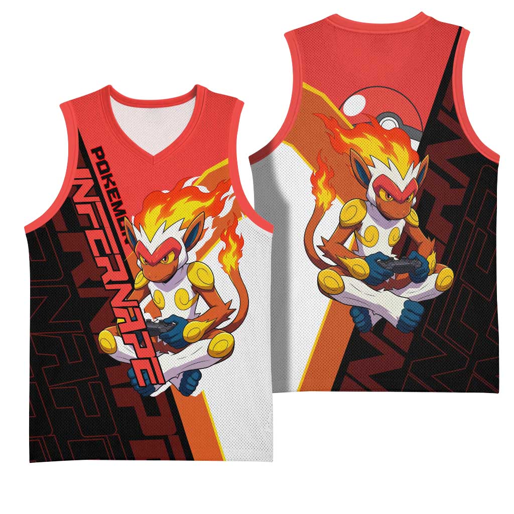 Infernape Poké Basketball Jersey Bold Retro Anime Style