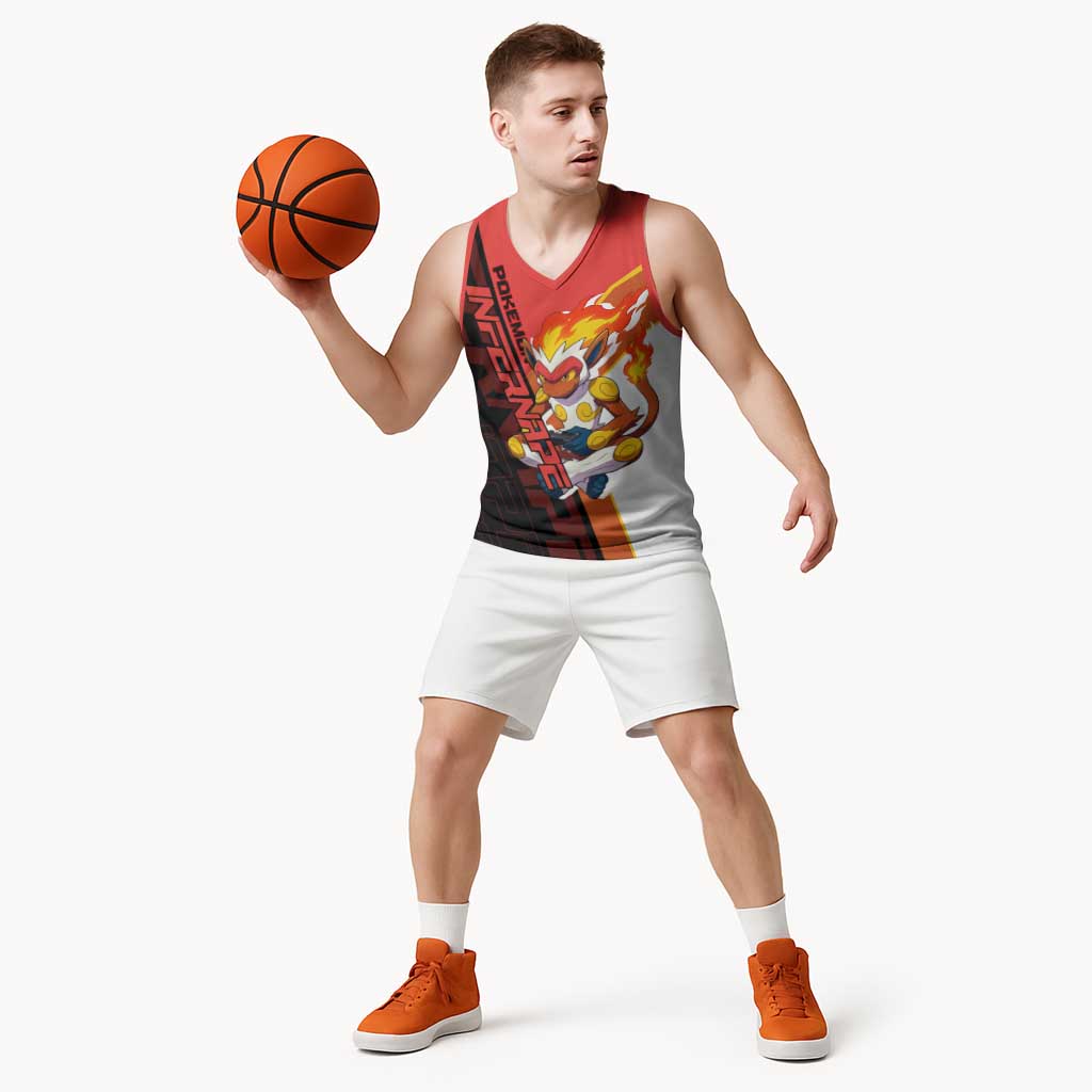 Infernape Poké Basketball Jersey Bold Retro Anime Style