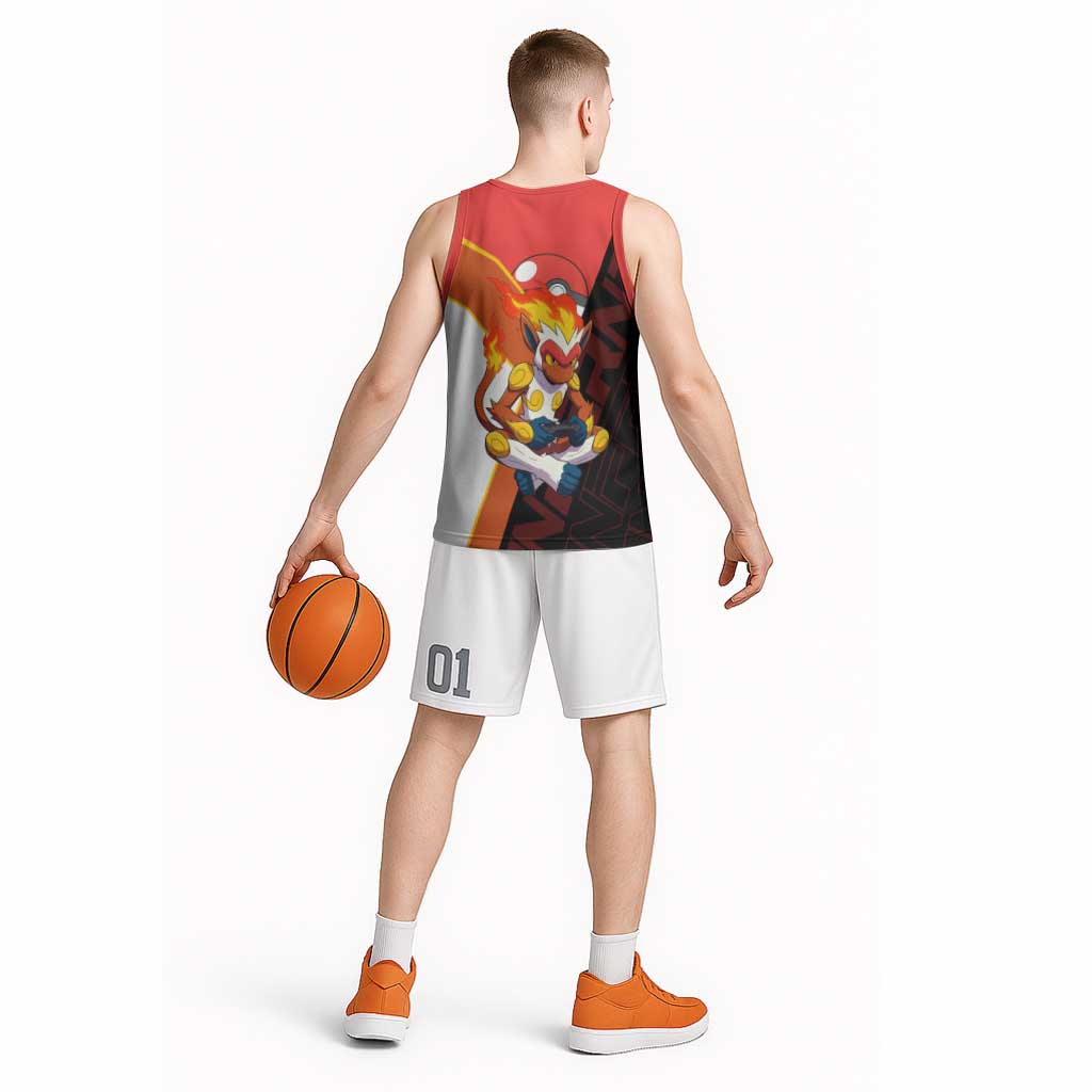 Infernape Poké Basketball Jersey Bold Retro Anime Style
