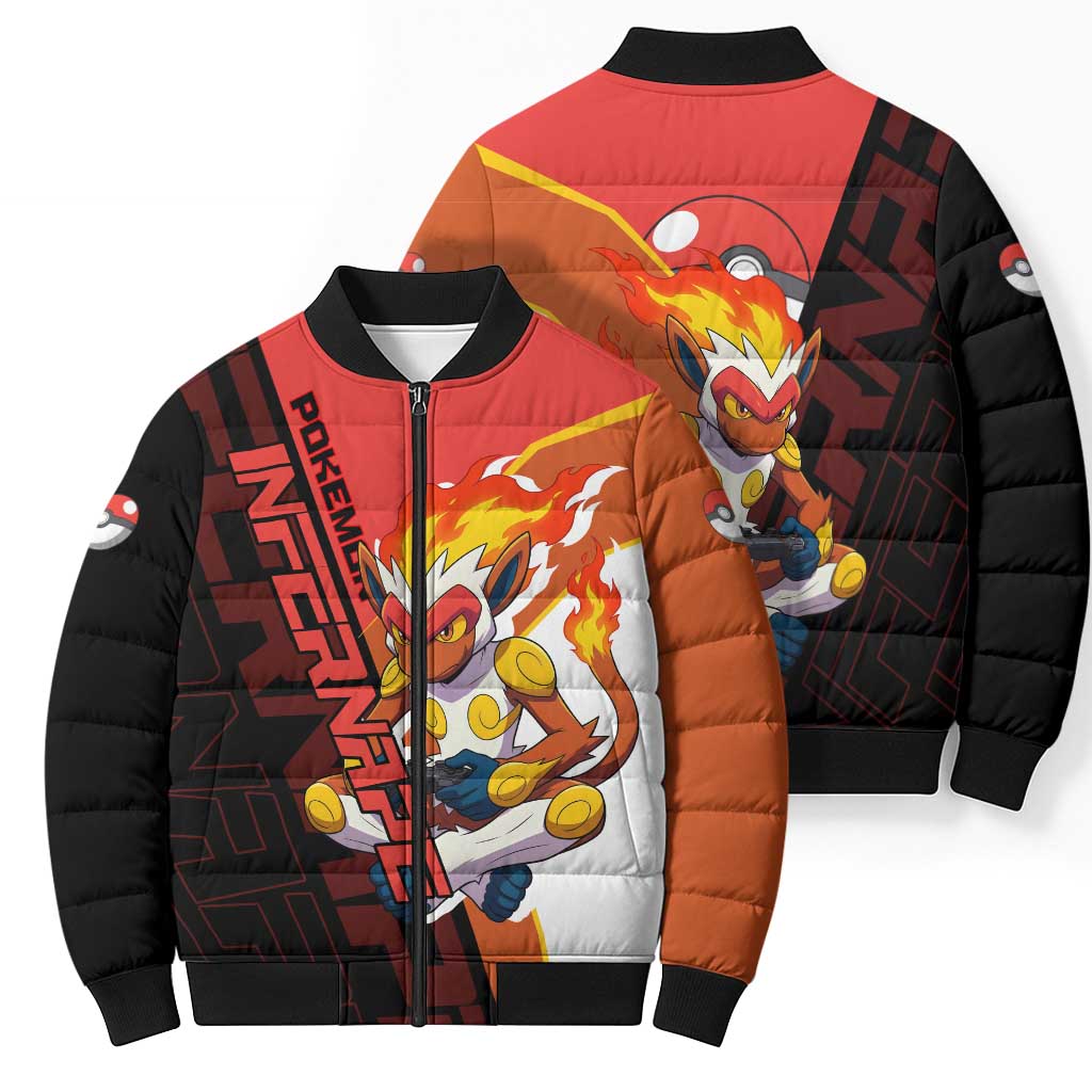 Infernape Poké Bomber Puffer Jacket Bold Retro Anime Style
