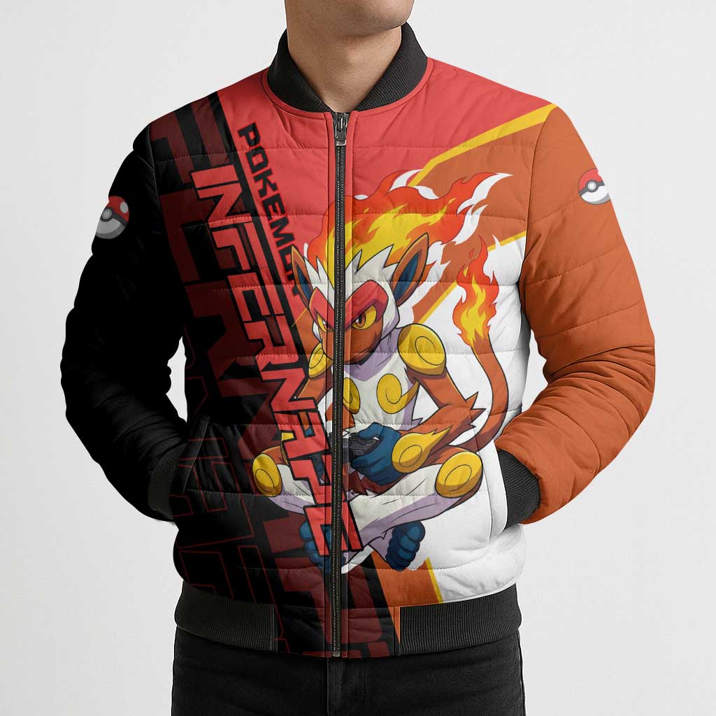 Infernape Poké Bomber Puffer Jacket Bold Retro Anime Style