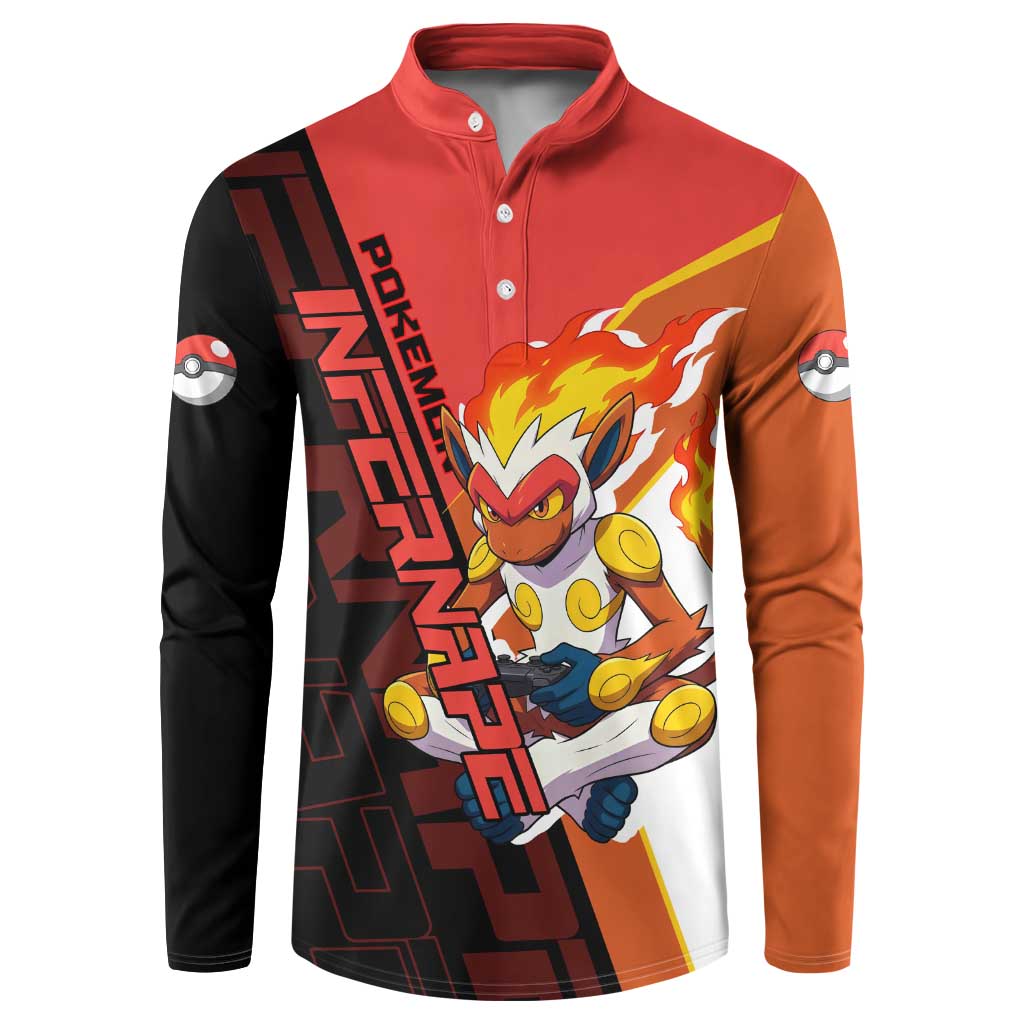 Infernape Poké Button Sweatshirt Bold Retro Anime Style