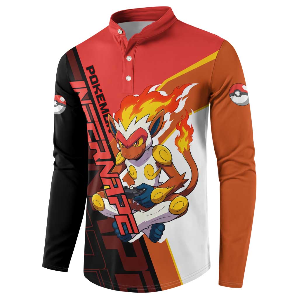 Infernape Poké Button Sweatshirt Bold Retro Anime Style