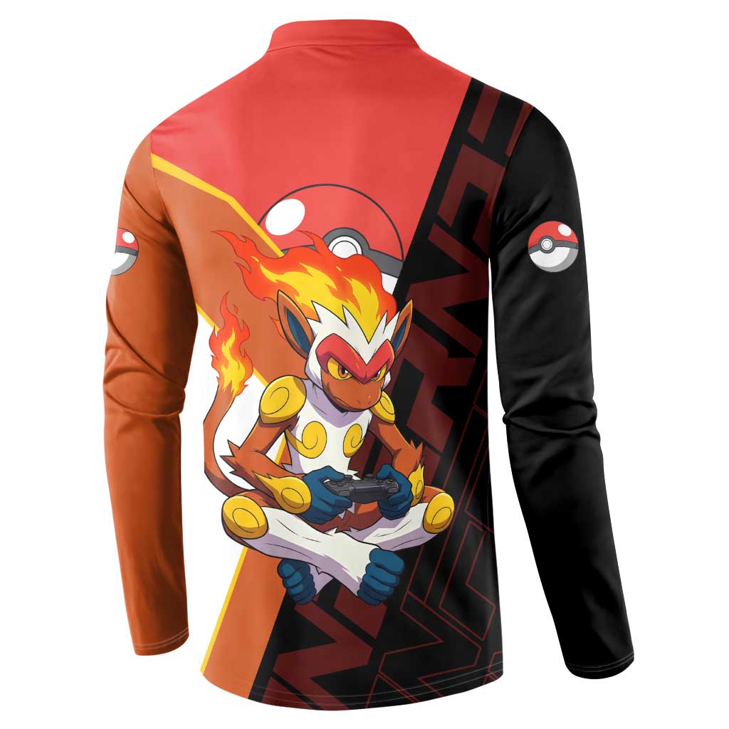 Infernape Poké Button Sweatshirt Bold Retro Anime Style
