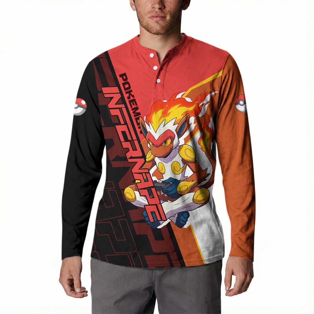 Infernape Poké Button Sweatshirt Bold Retro Anime Style