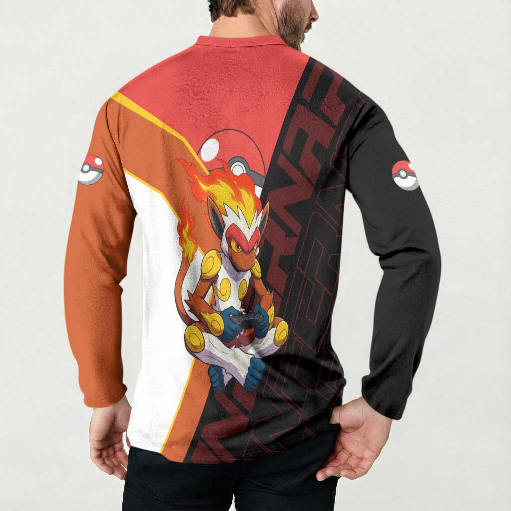 Infernape Poké Button Sweatshirt Bold Retro Anime Style