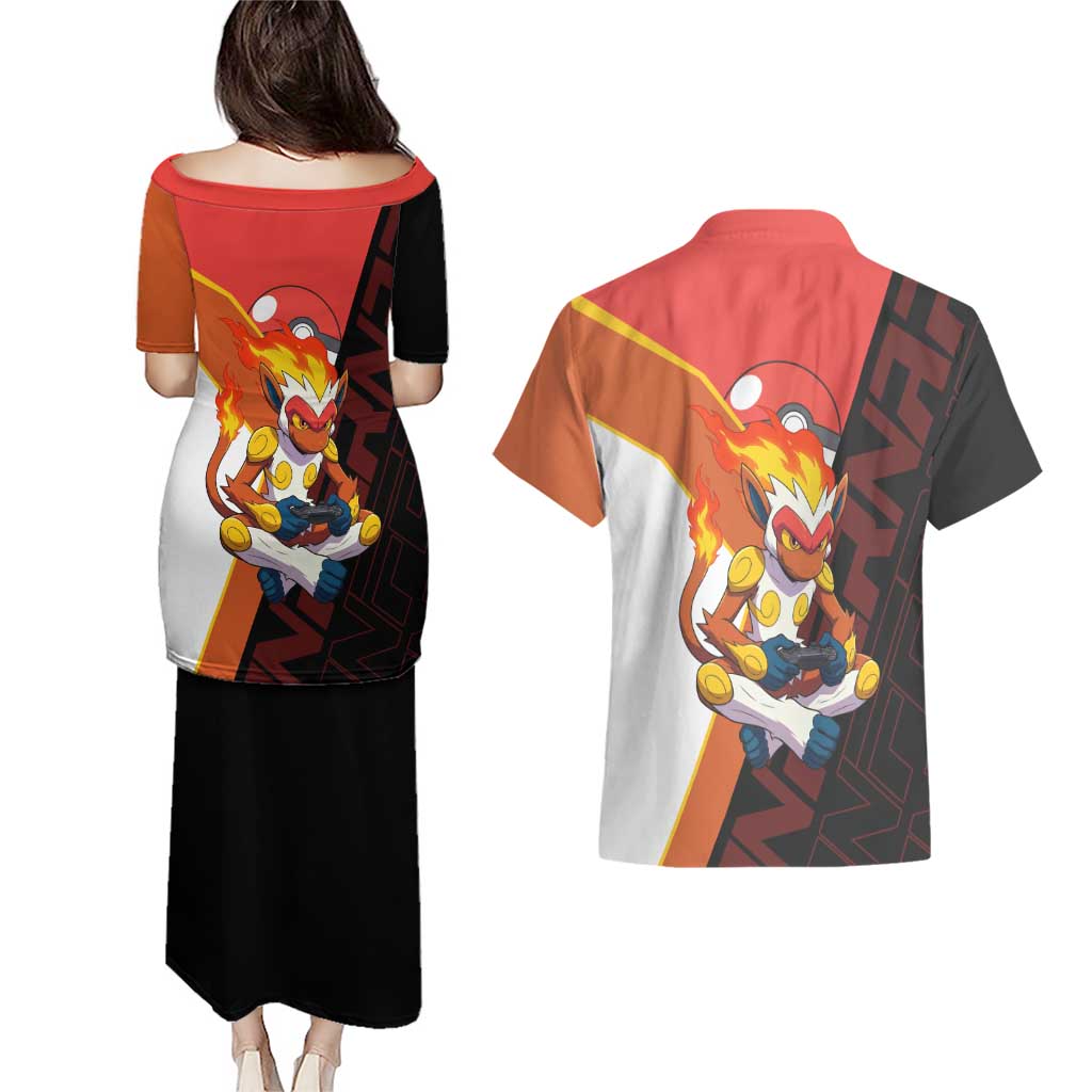 Infernape Poké Couples Matching Puletasi and Hawaiian Shirt Bold Retro Anime Style