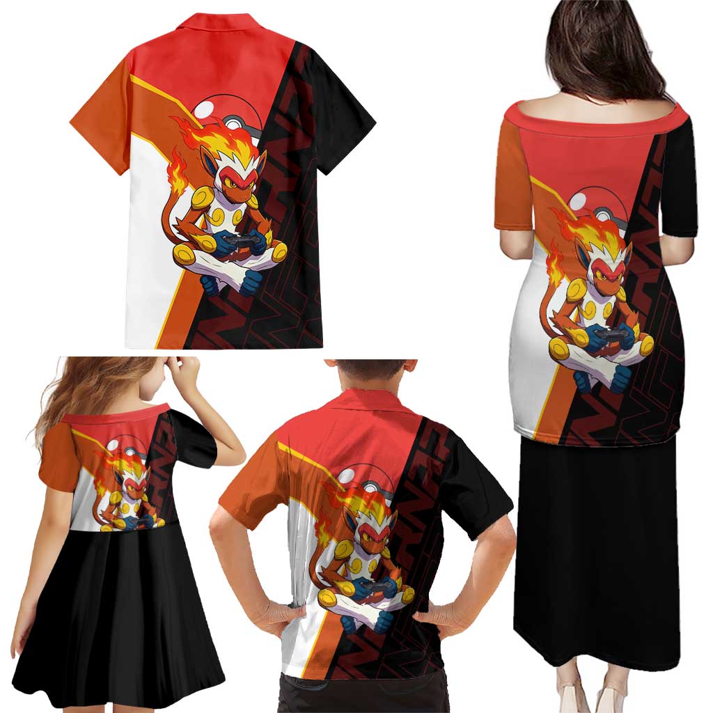 Infernape Poké Family Matching Puletasi and Hawaiian Shirt Bold Retro Anime Style