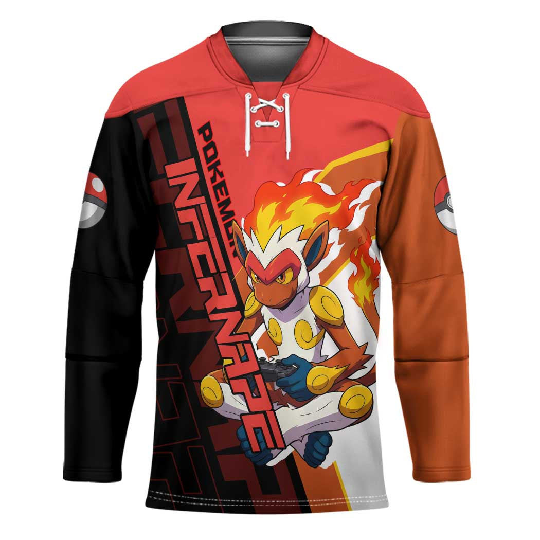 Infernape Poké Hockey Jersey Bold Retro Anime Style
