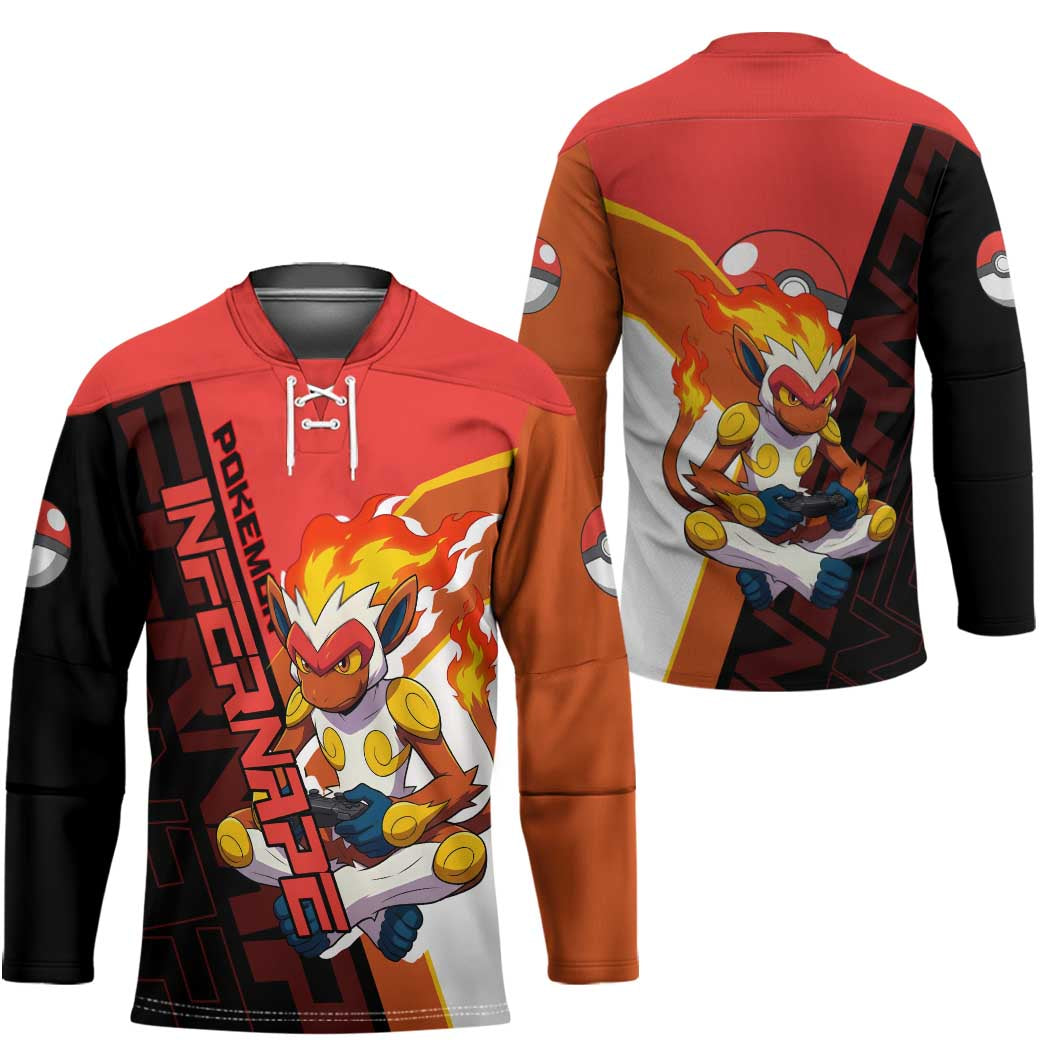 Infernape Poké Hockey Jersey Bold Retro Anime Style