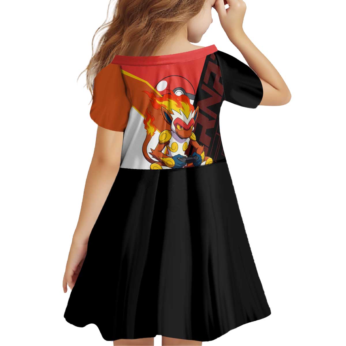 Infernape Poké Kid Short Sleeve Dress Bold Retro Anime Style