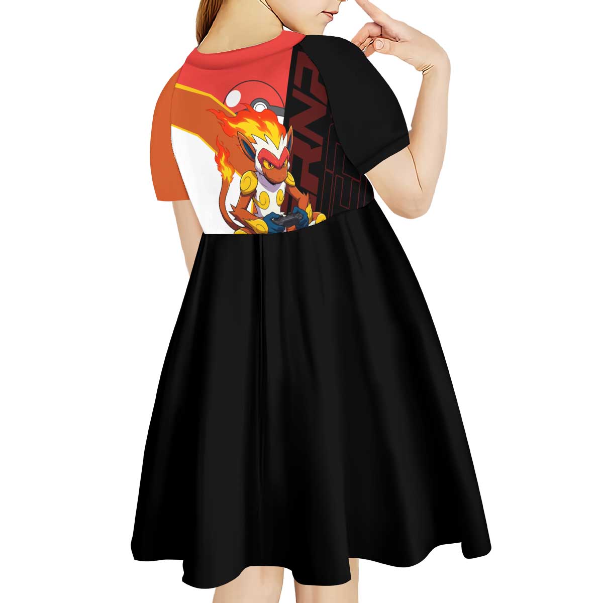 Infernape Poké Kid Short Sleeve Dress Bold Retro Anime Style