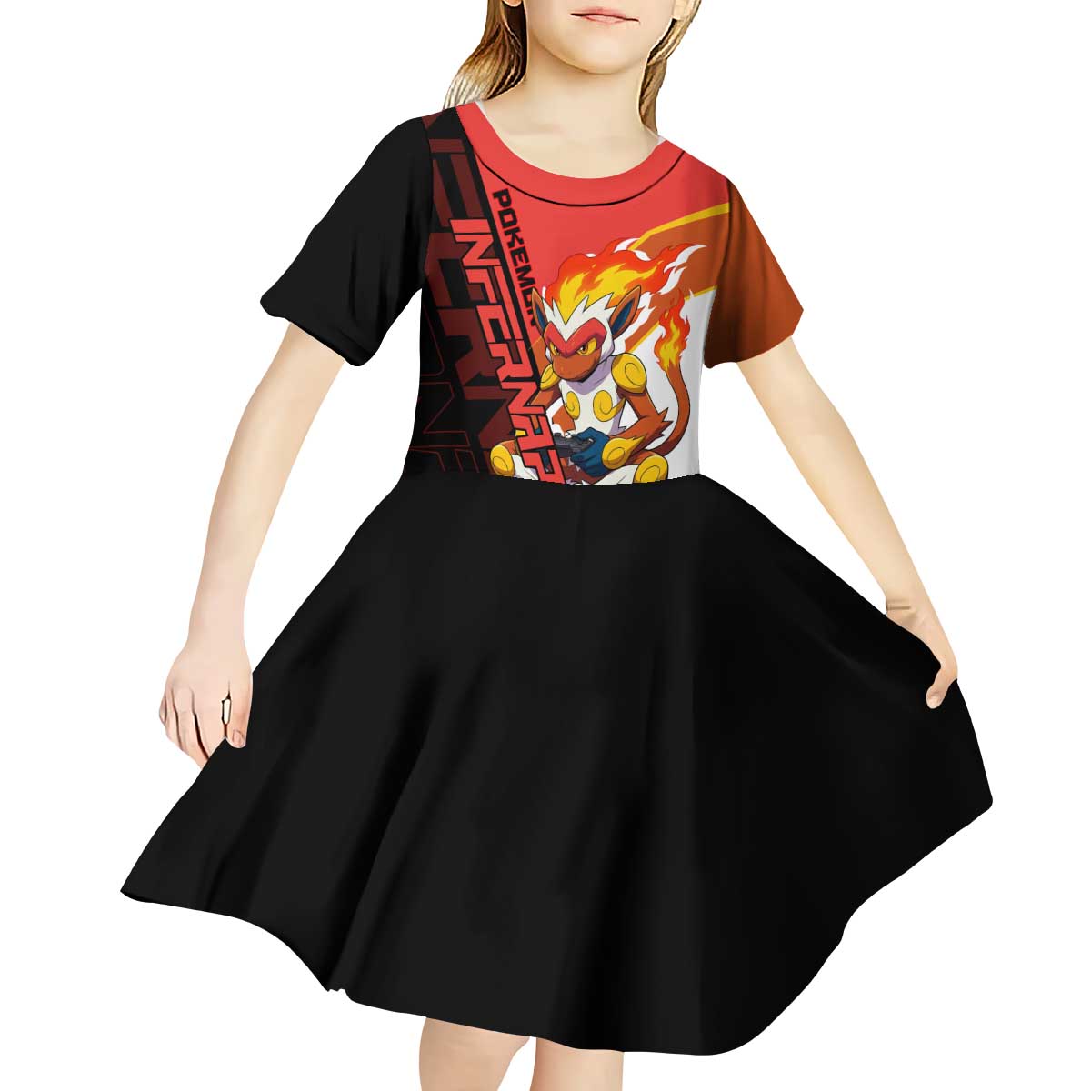 Infernape Poké Kid Short Sleeve Dress Bold Retro Anime Style