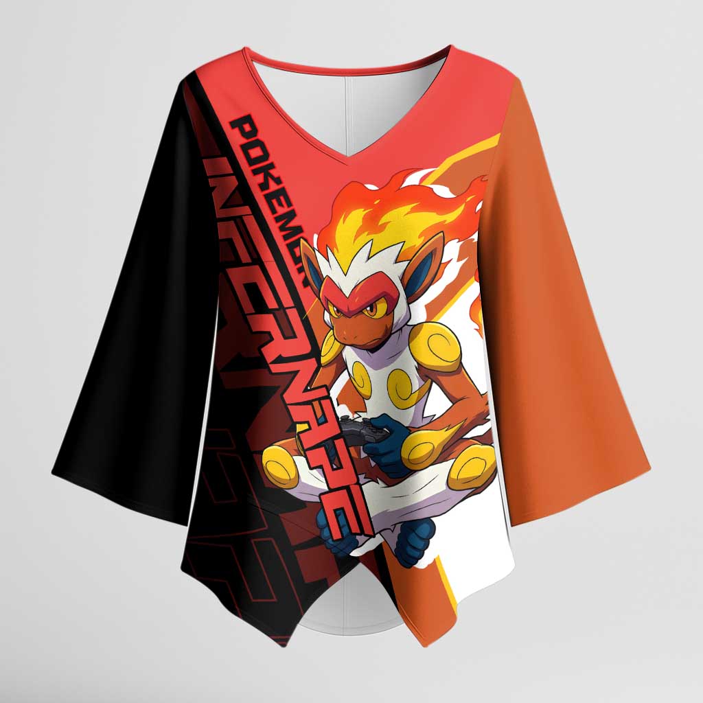 Infernape Poké Kimono Sleeve Blouse Bold Retro Anime Style