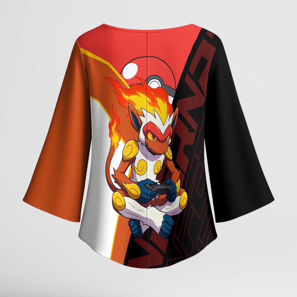 Infernape Poké Kimono Sleeve Blouse Bold Retro Anime Style