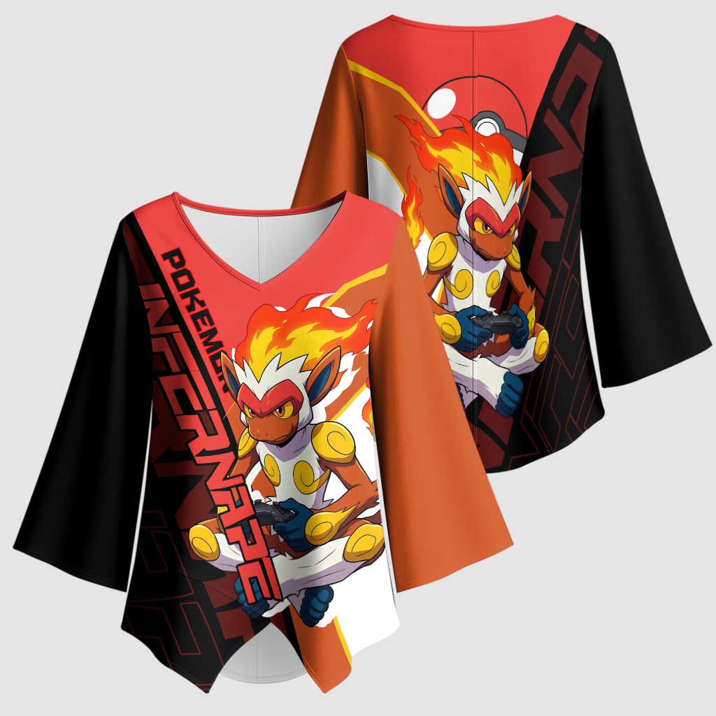 Infernape Poké Kimono Sleeve Blouse Bold Retro Anime Style