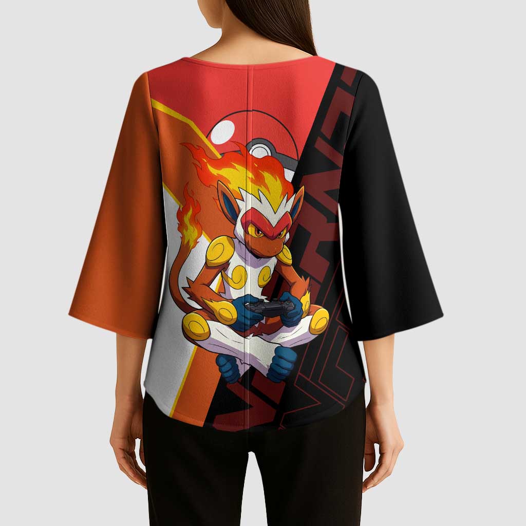 Infernape Poké Kimono Sleeve Blouse Bold Retro Anime Style