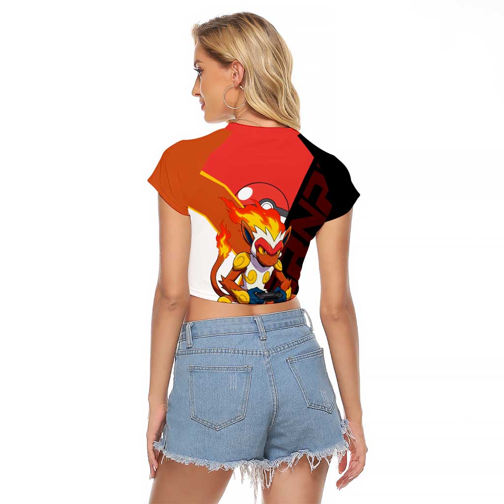 Infernape Poké Raglan Cropped T Shirt Bold Retro Anime Style