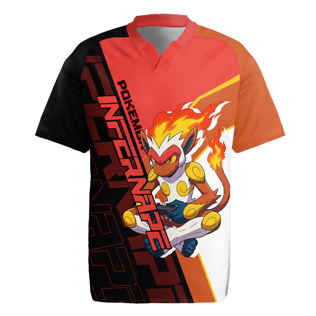 Infernape Poké Rugby Jersey Bold Retro Anime Style