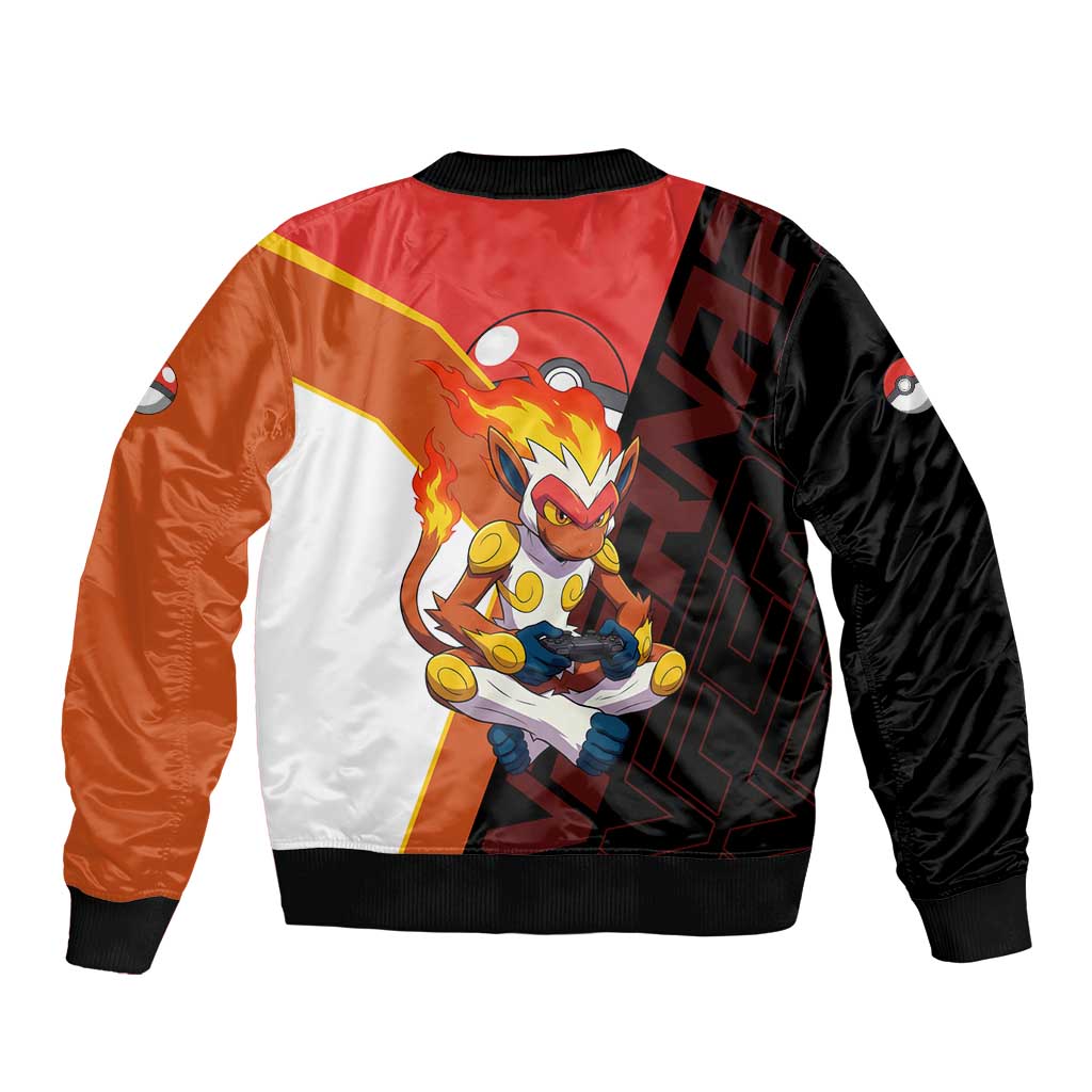 Infernape Poké Sleeve Zip Bomber Jacket Bold Retro Anime Style