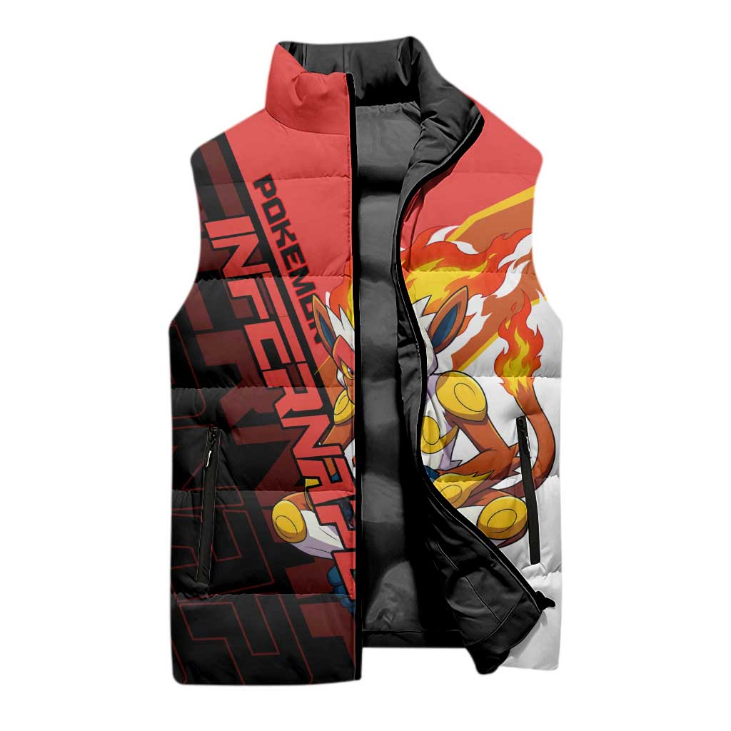 Infernape Poké Sleeveless Puffer Jacket Bold Retro Anime Style