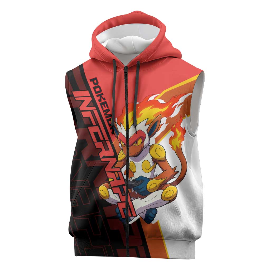 Infernape Poké Sleeveless Zip Hoodie Bold Retro Anime Style
