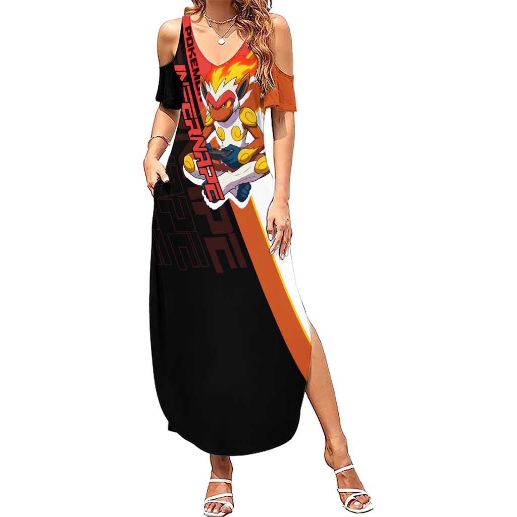 Infernape Poké Summer Maxi Dress Bold Retro Anime Style