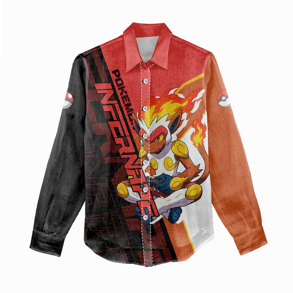 Infernape Poké Women Casual Shirt Bold Retro Anime Style