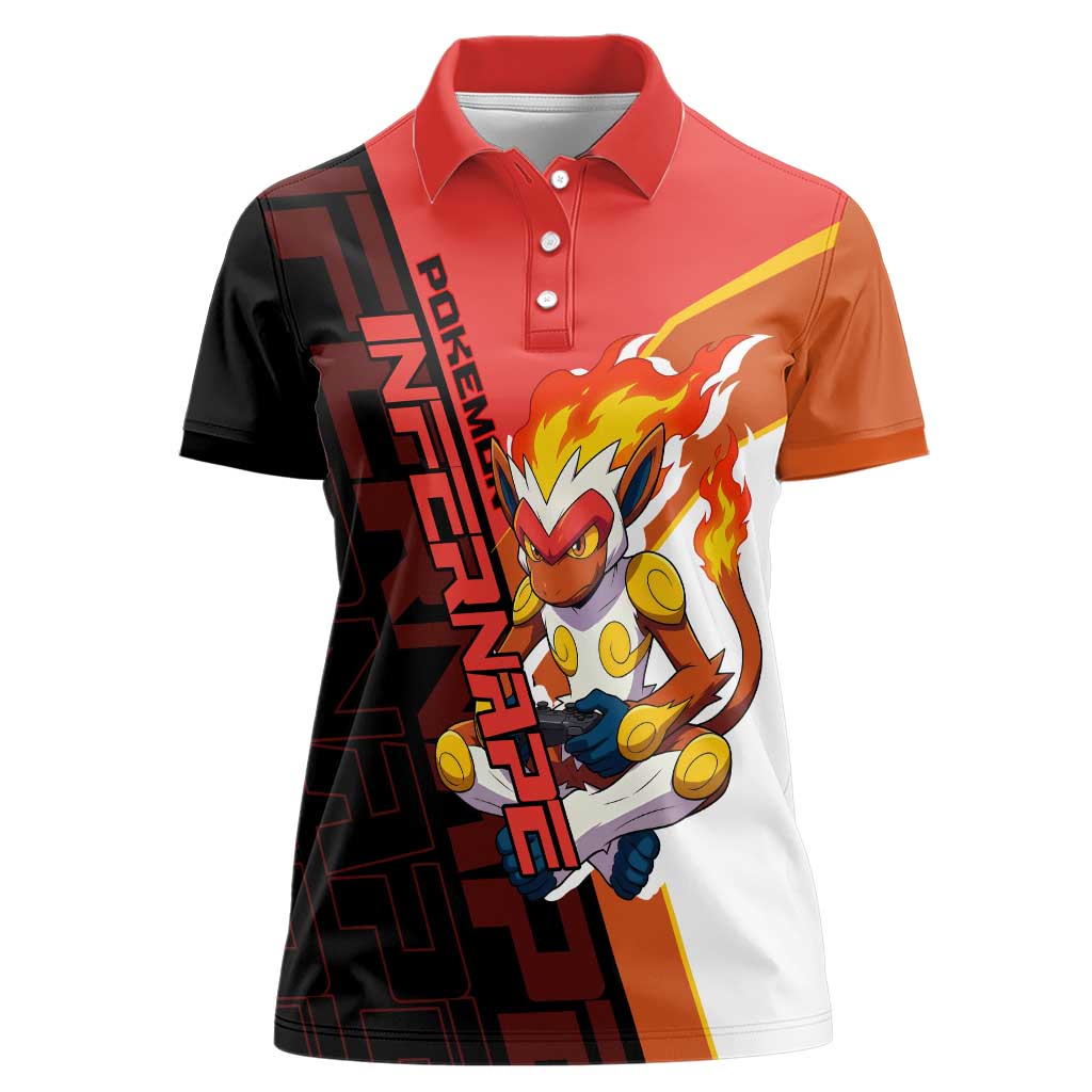Infernape Poké Women Polo Shirt Bold Retro Anime Style