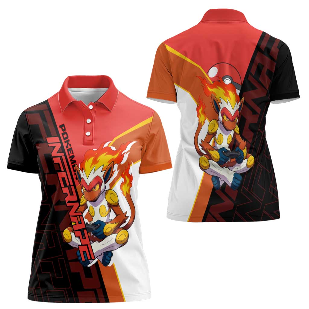 Infernape Poké Women Polo Shirt Bold Retro Anime Style