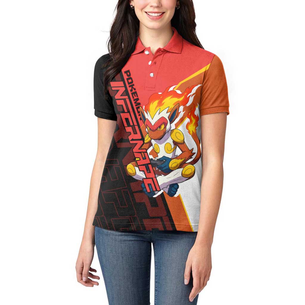 Infernape Poké Women Polo Shirt Bold Retro Anime Style