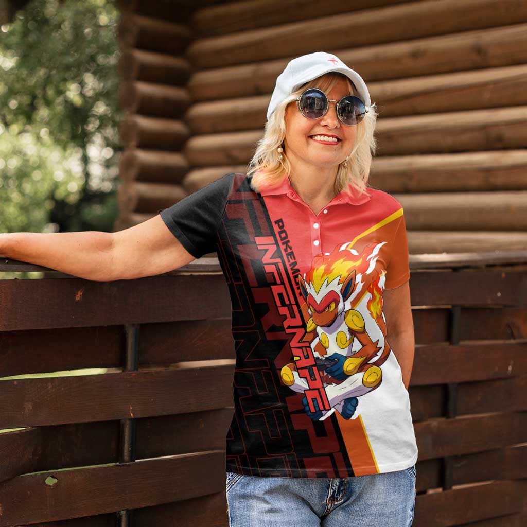 Infernape Poké Women Polo Shirt Bold Retro Anime Style