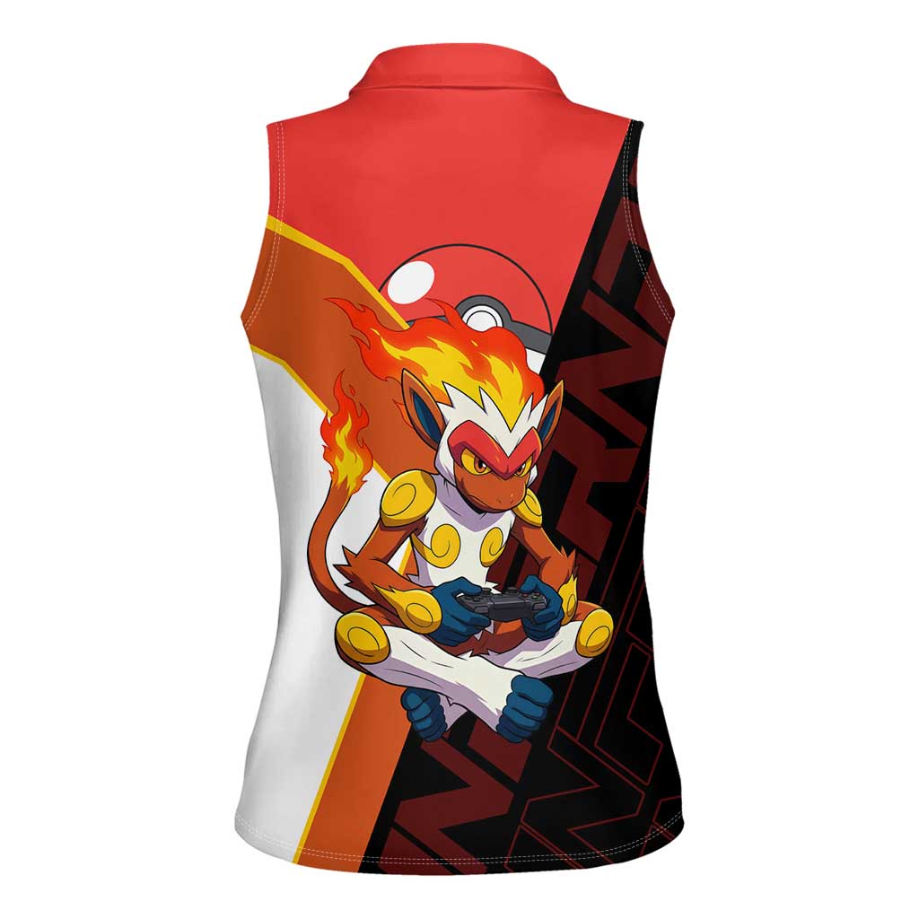 Infernape Poké Women Sleeveless Polo Shirt Bold Retro Anime Style