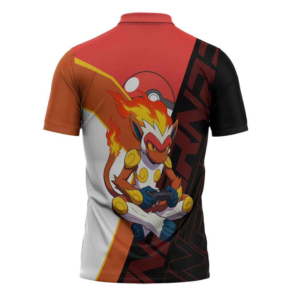 Infernape Poké Zipper Polo Shirt Bold Retro Anime Style