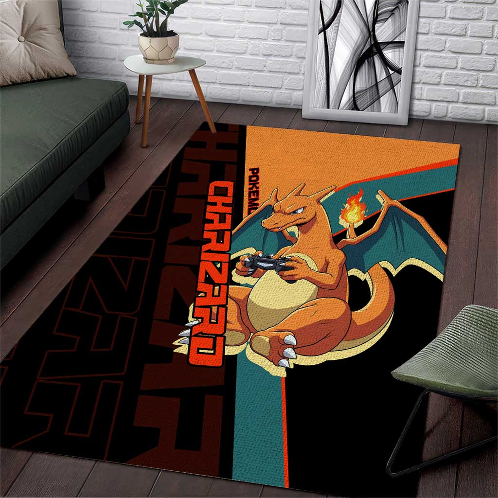 Charizard Poké Area Rug Retro Anime Gaming Style