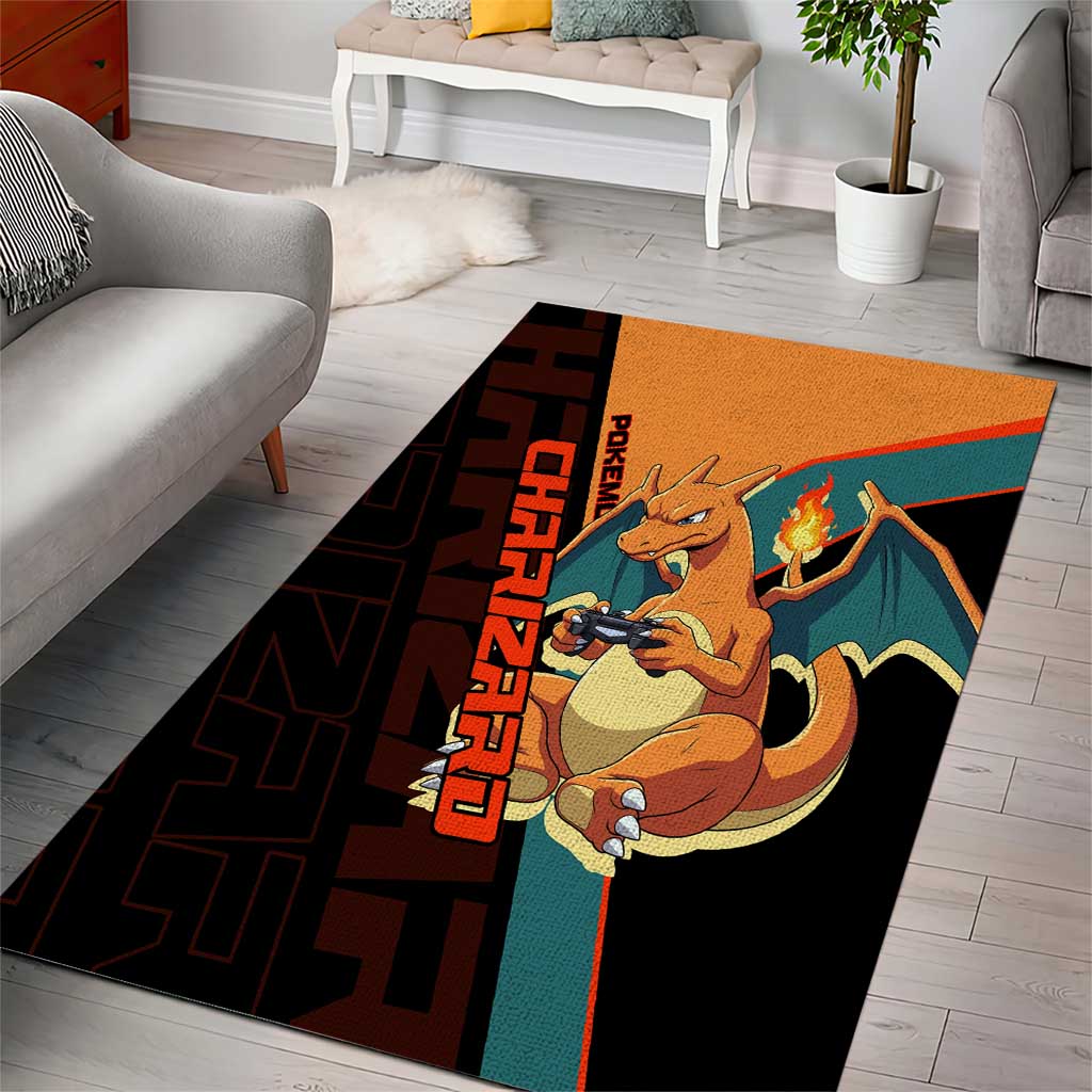 Charizard Poké Area Rug Retro Anime Gaming Style